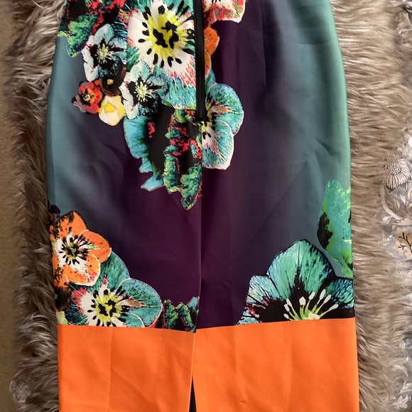 Milly Orange and Purple Midi Pencil Skirt for Cocktail Parties - Picture 2 of 5